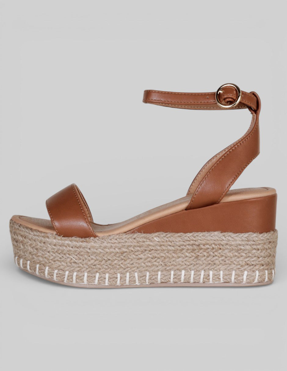 Sandalias con plataforma Exterior Piel vegana Color Café Para Mujer De RBCOLLECTION
