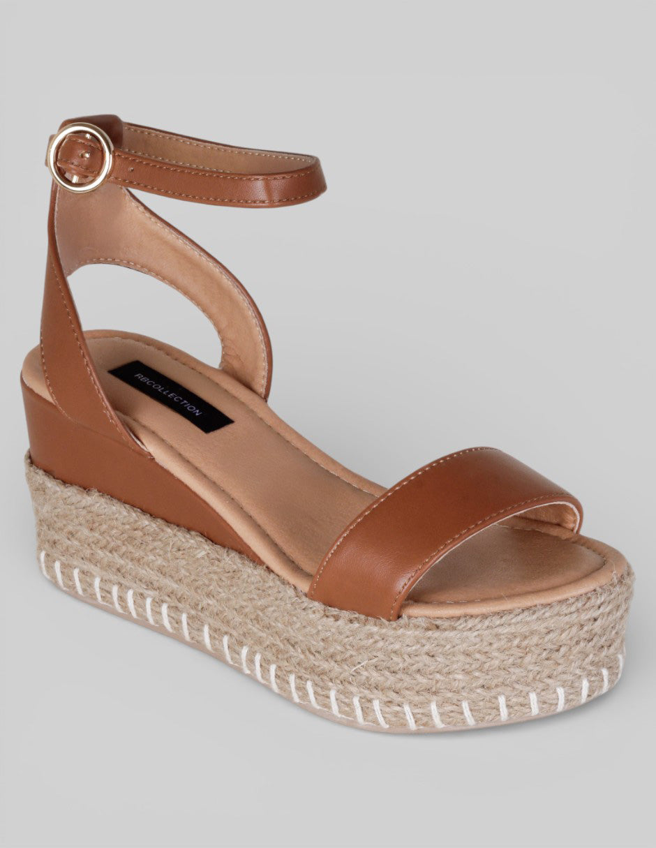 Sandalias con plataforma Naia en Piel vegana – Café