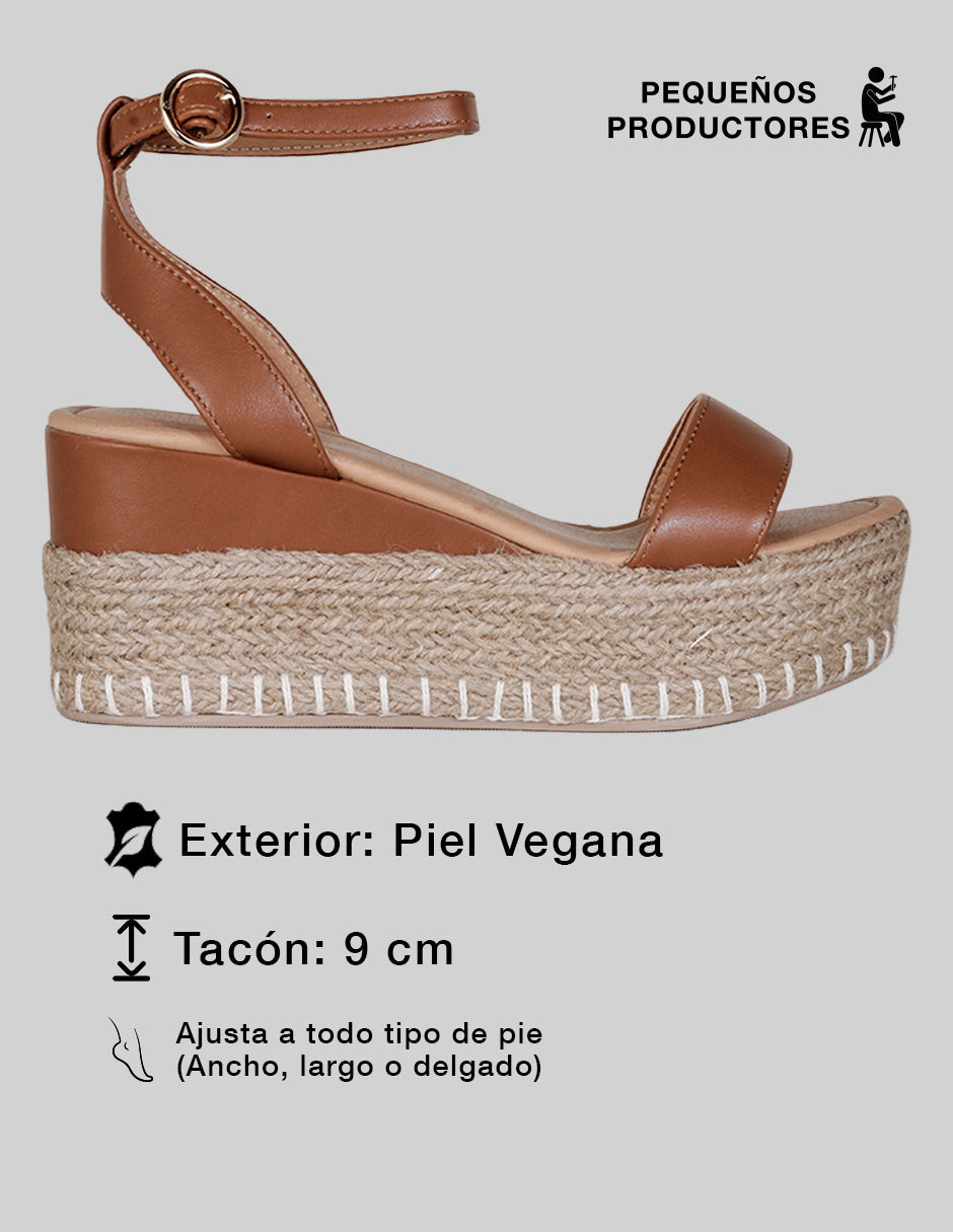 Sandalias con plataforma Naia en Piel vegana – Café