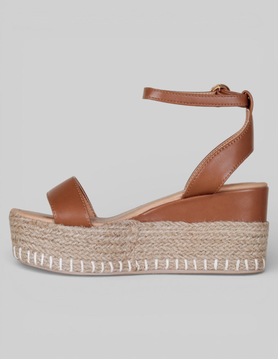 Sandalias con plataforma Naia en Piel vegana – Café