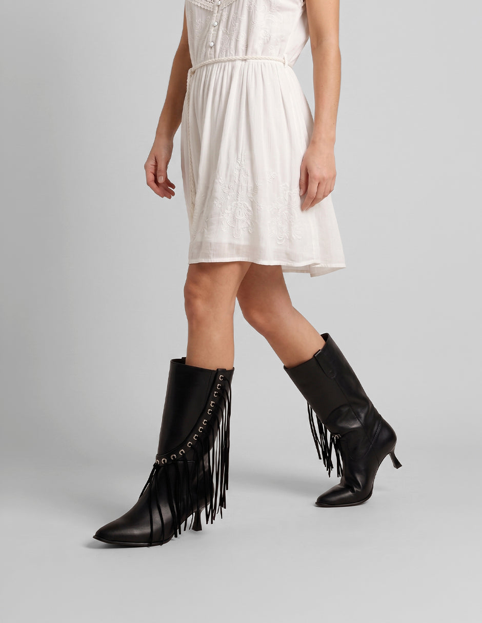 Botas tipo western Zhara en Piel vegana – Negro