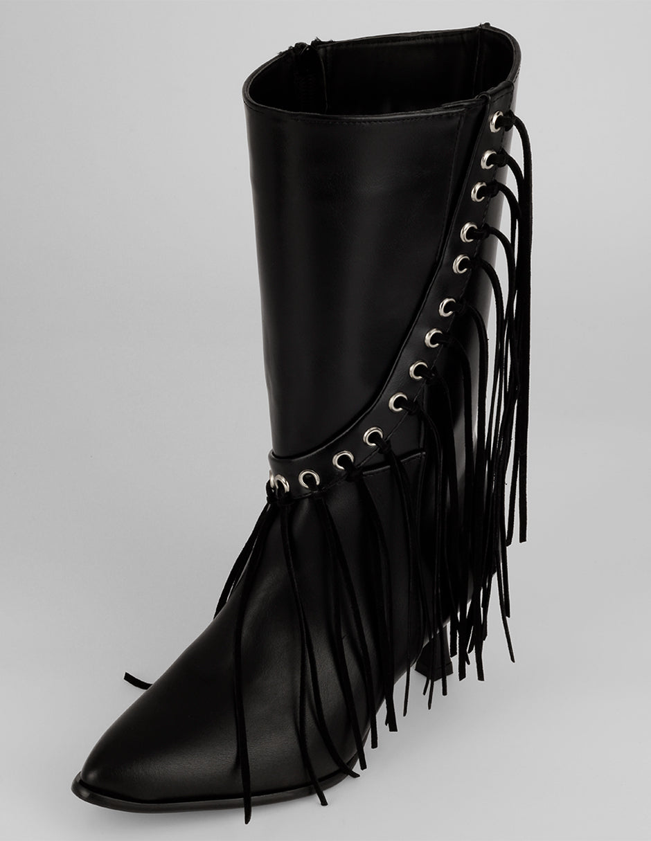 Botas tipo western Zhara en Piel vegana – Negro