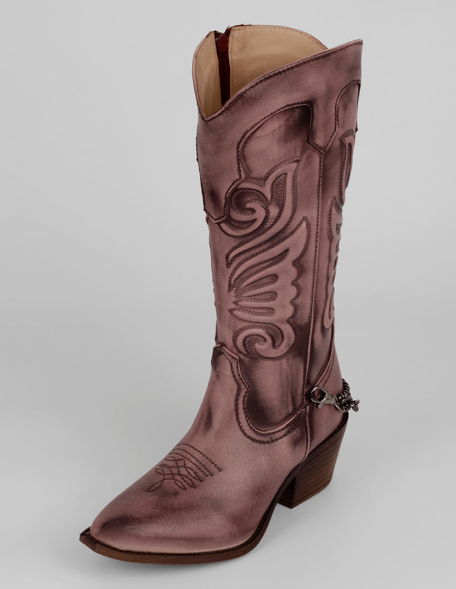 Botas tipo western West en Piel vegana – Café