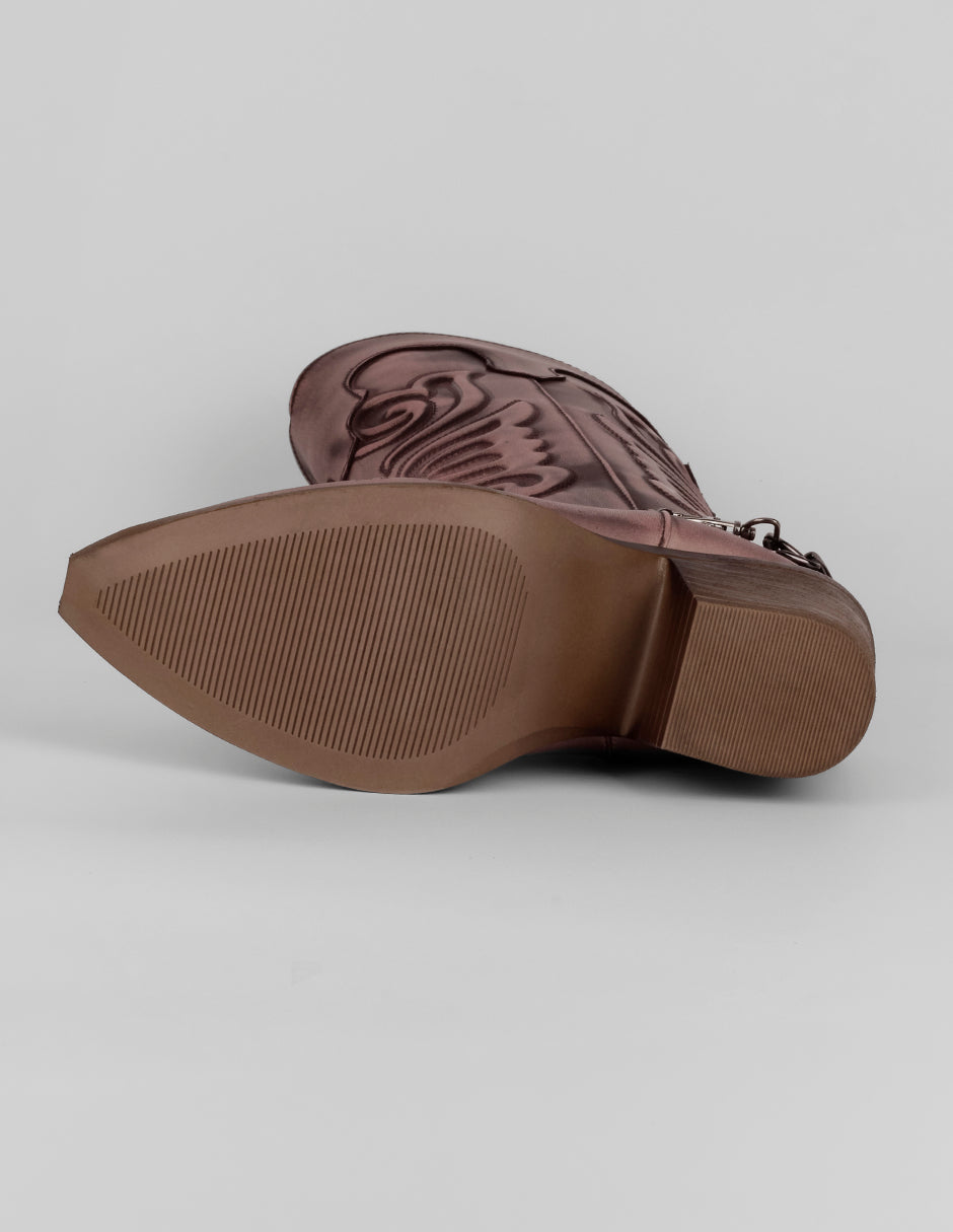 Botas tipo western West en Piel vegana – Café
