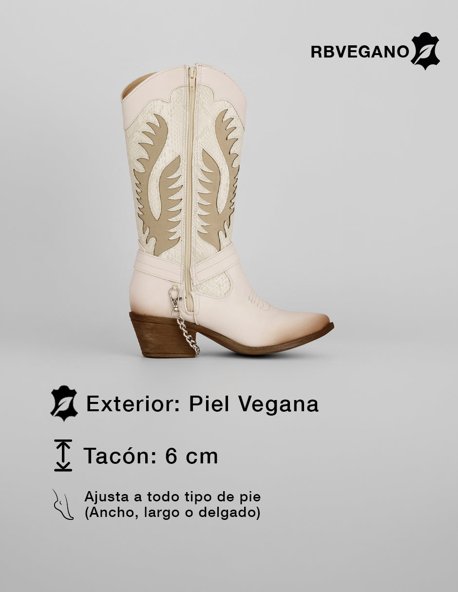 Botas tipo western West en Piel vegana – Blanco