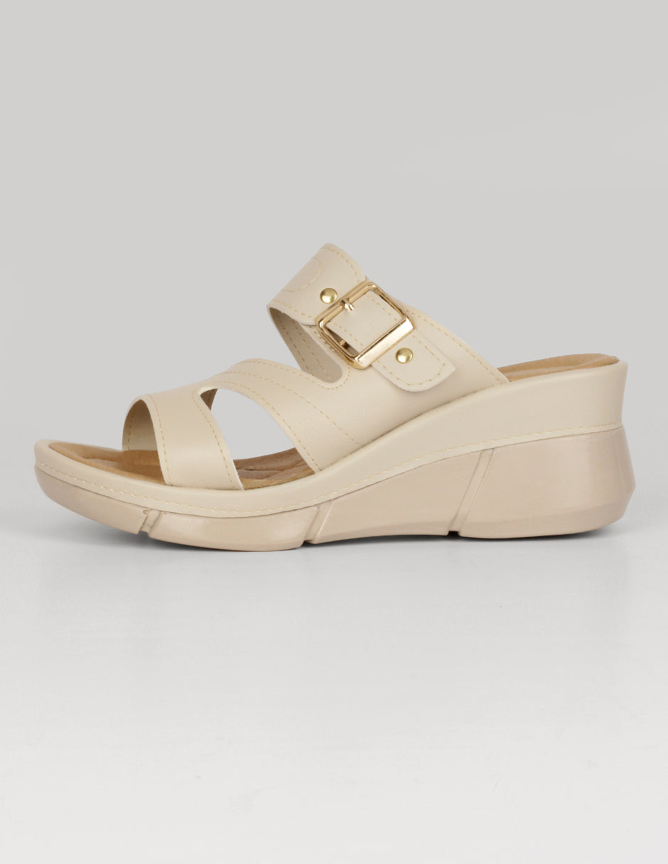 Sandalias con plataforma Exterior Piel vegana Color Beige Para Mujer De RBCOLLECTION