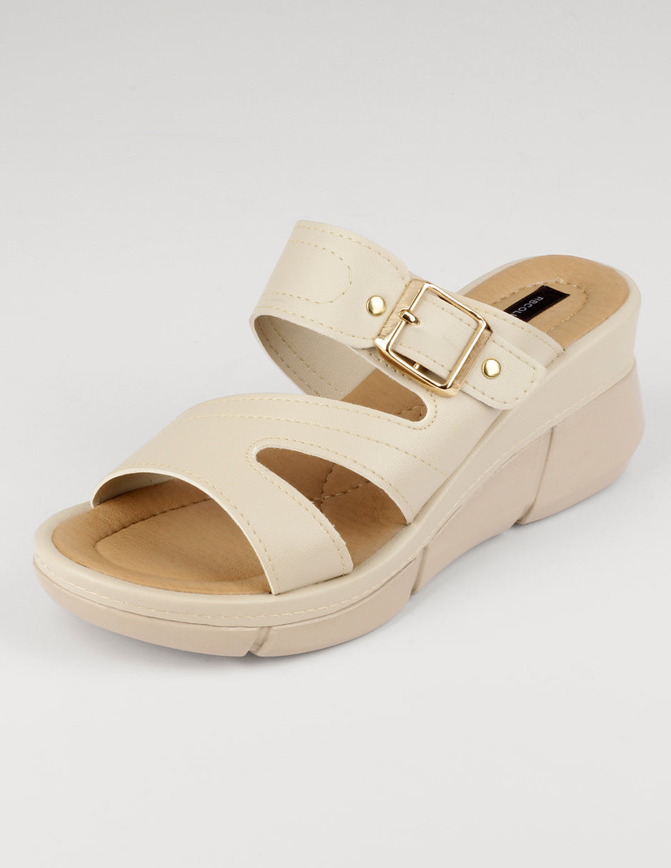 Sandalias con plataforma Naia en Piel vegana – Beige