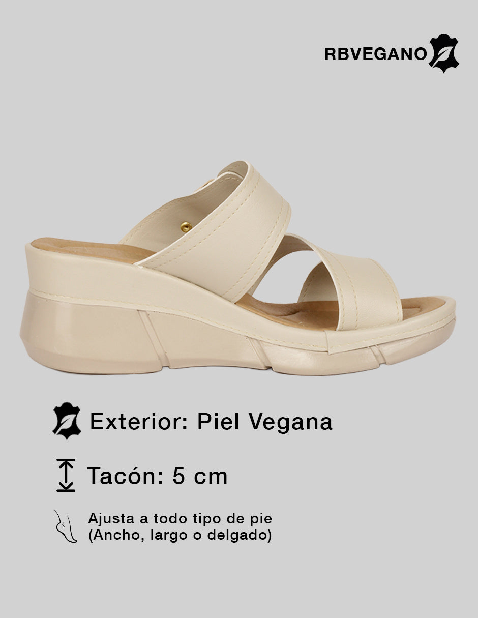 Sandalias con plataforma Naia en Piel vegana – Beige