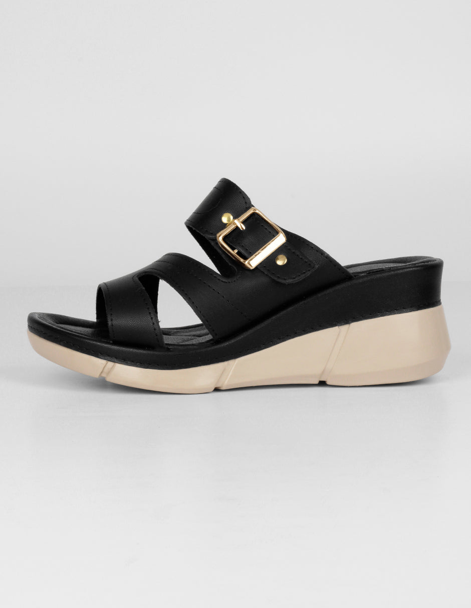 Sandalias con plataforma Exterior Piel vegana Color Negro Para Mujer De RBCOLLECTION