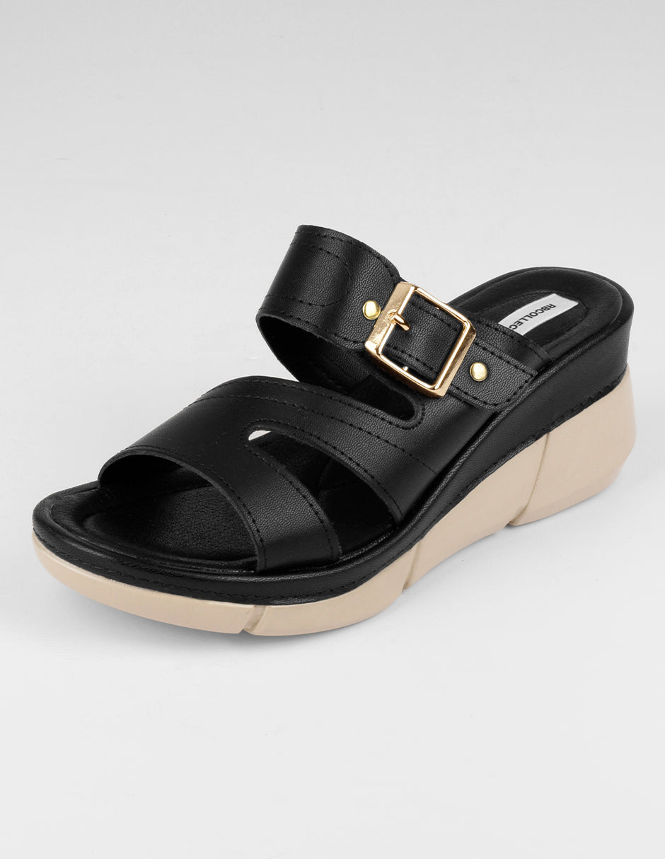 Sandalias con plataforma Naia en Piel vegana – Negro