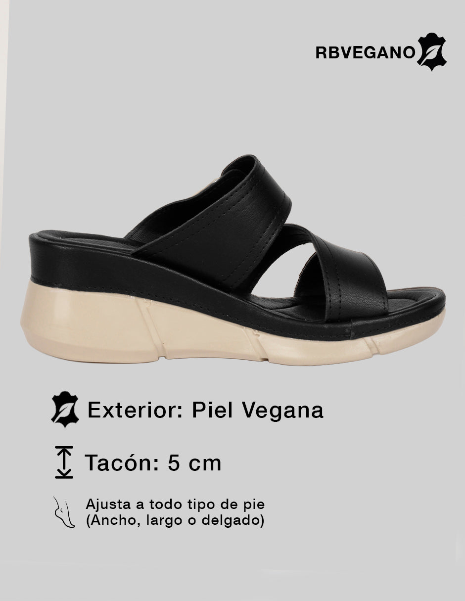 Sandalias con plataforma Naia en Piel vegana – Negro