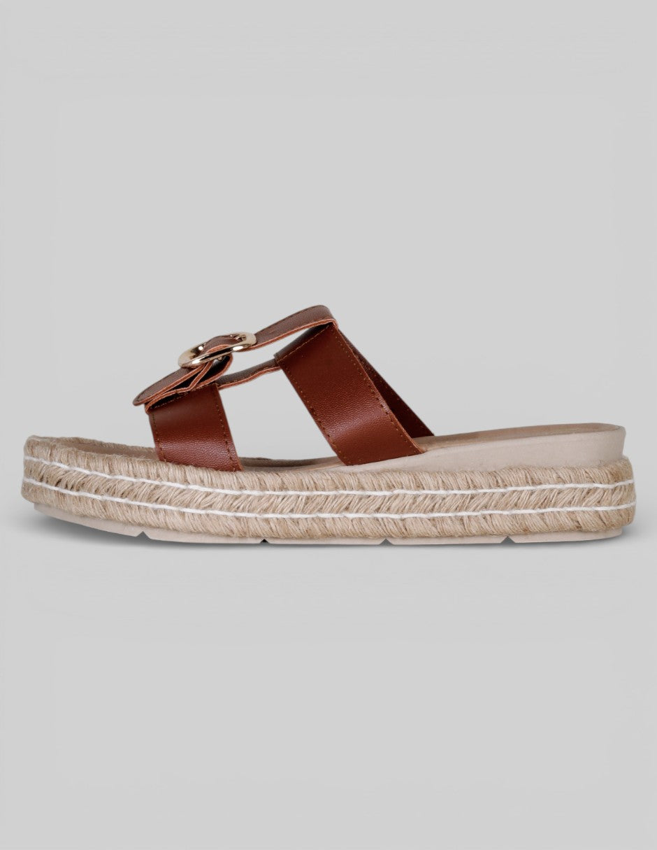 Sandalias con plataforma Exterior Piel vegana Color Café Para Mujer De RBCOLLECTION