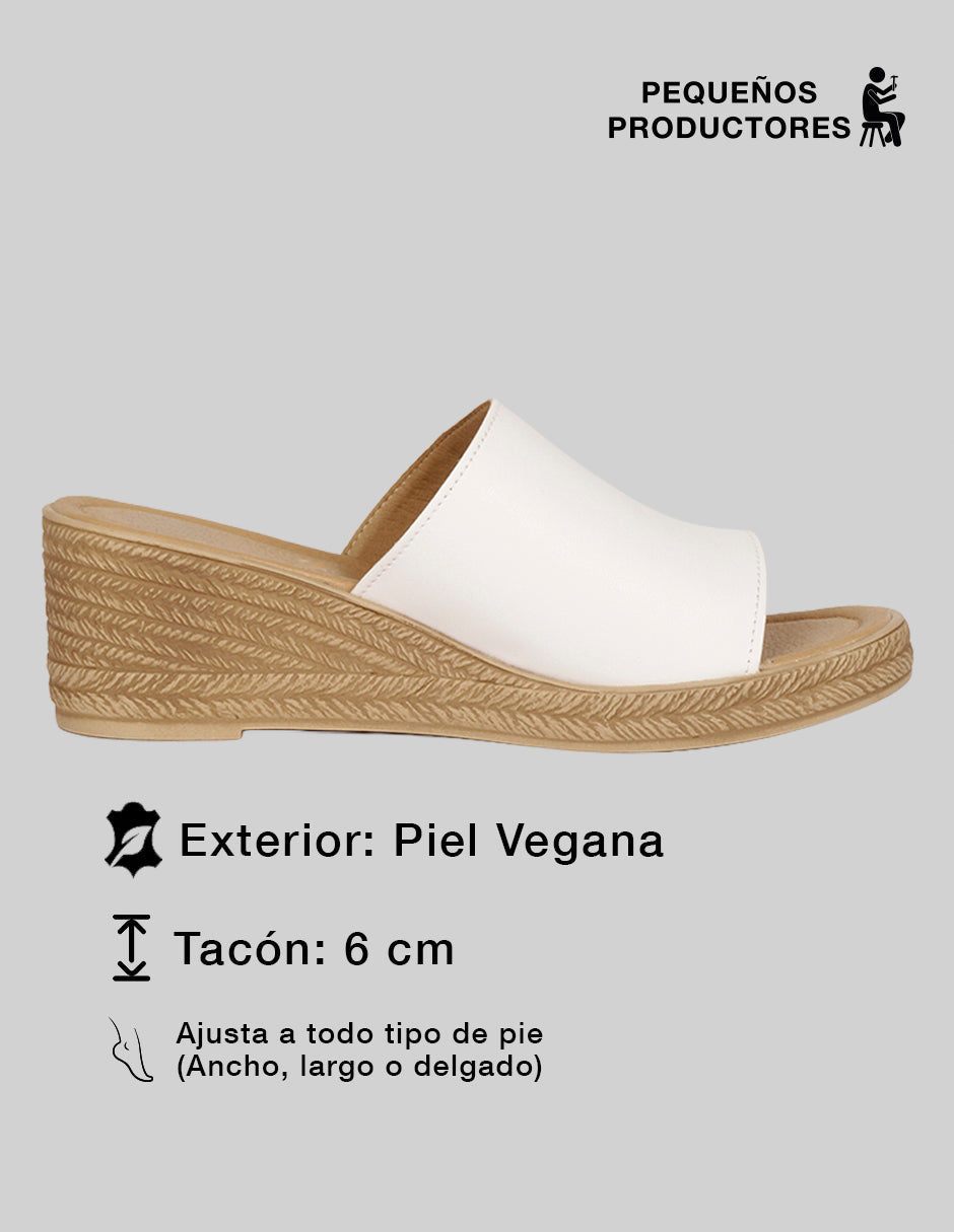 Sandalias con plataforma Naia en Piel vegana – Blanco