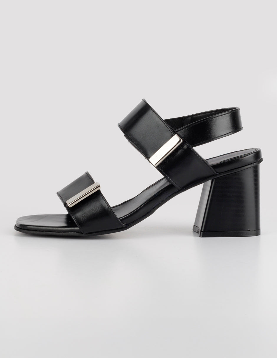 Sandalia con tacón Classy en Piel vegana – Negro