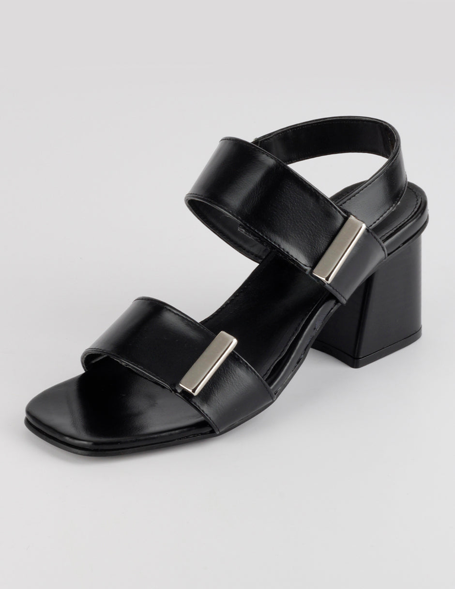 Sandalia con tacón Classy en Piel vegana – Negro