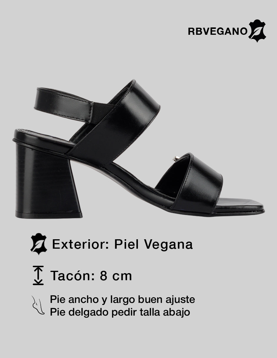 Sandalia con tacón Classy en Piel vegana – Negro