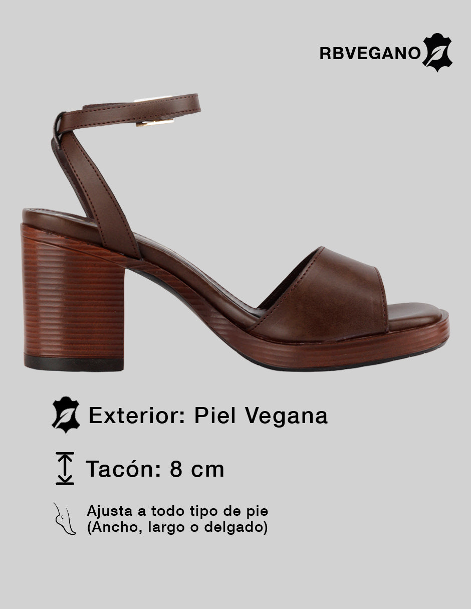 Sandalia con tacón Sprint en Piel vegana – Café
