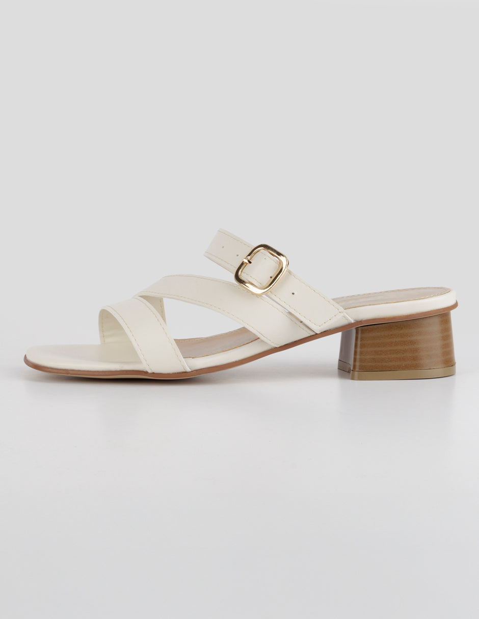 Sandalia con tacón Sprint en Piel vegana – Beige