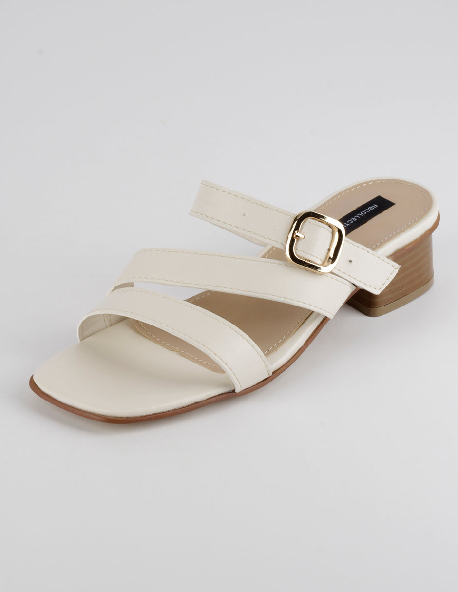 Sandalia con tacón Sprint en Piel vegana – Beige