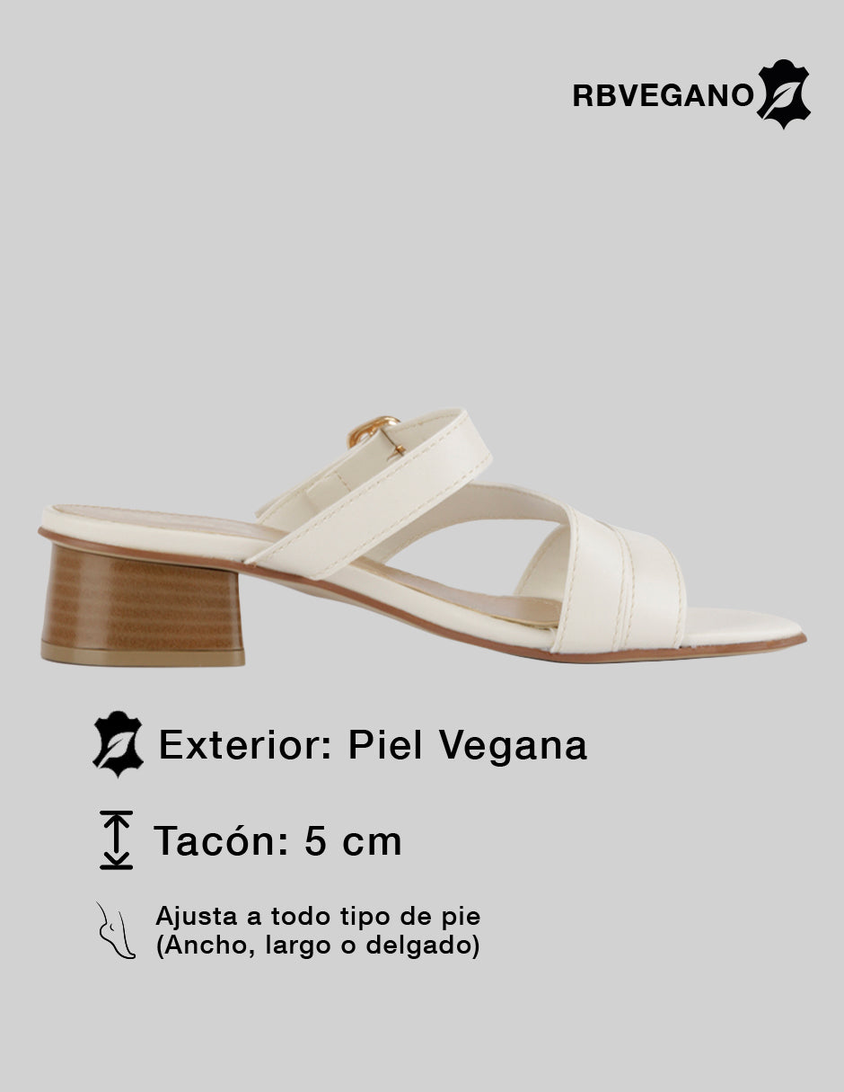 Sandalia con tacón Sprint en Piel vegana – Beige