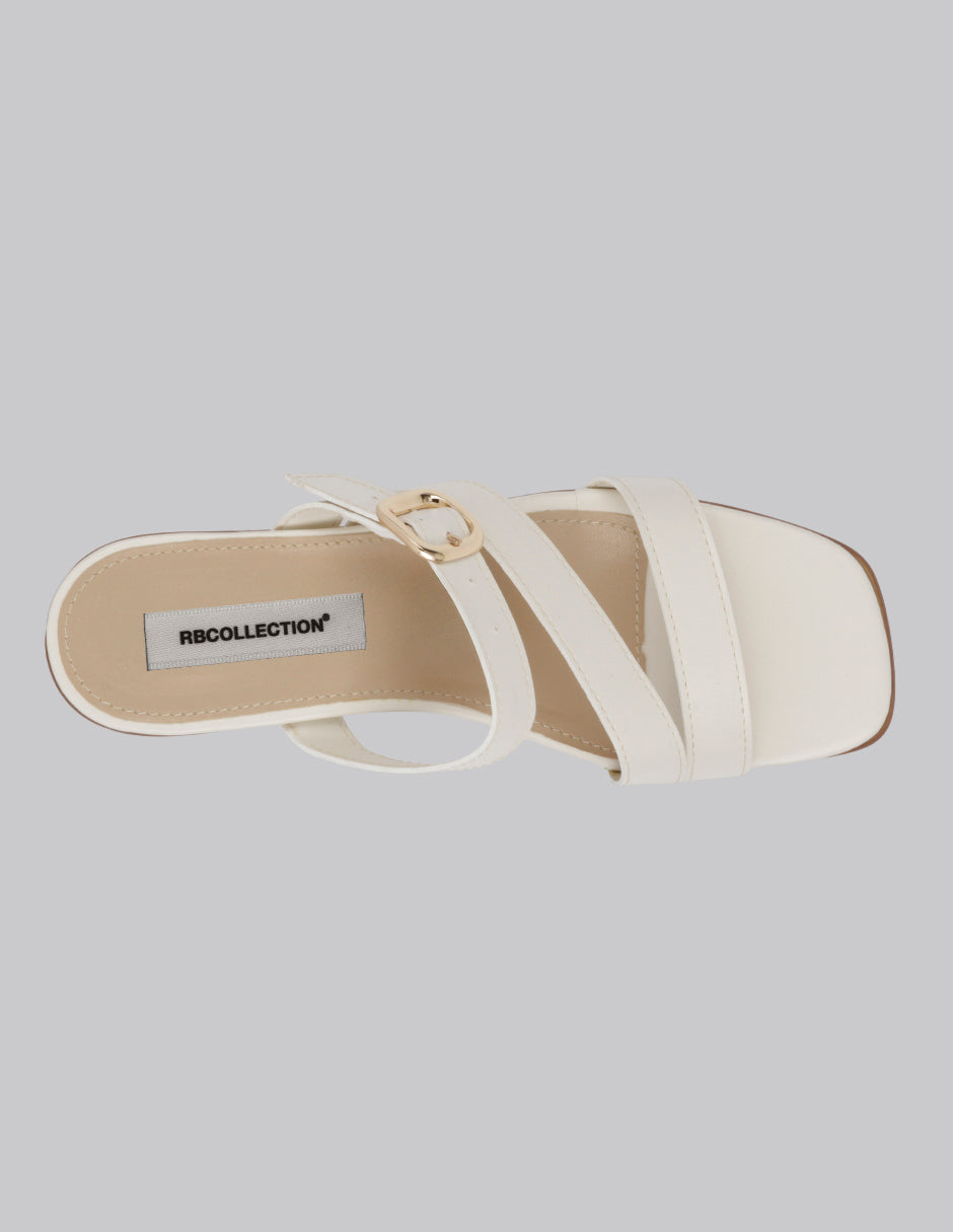 Sandalia con tacón Sprint en Piel vegana – Beige
