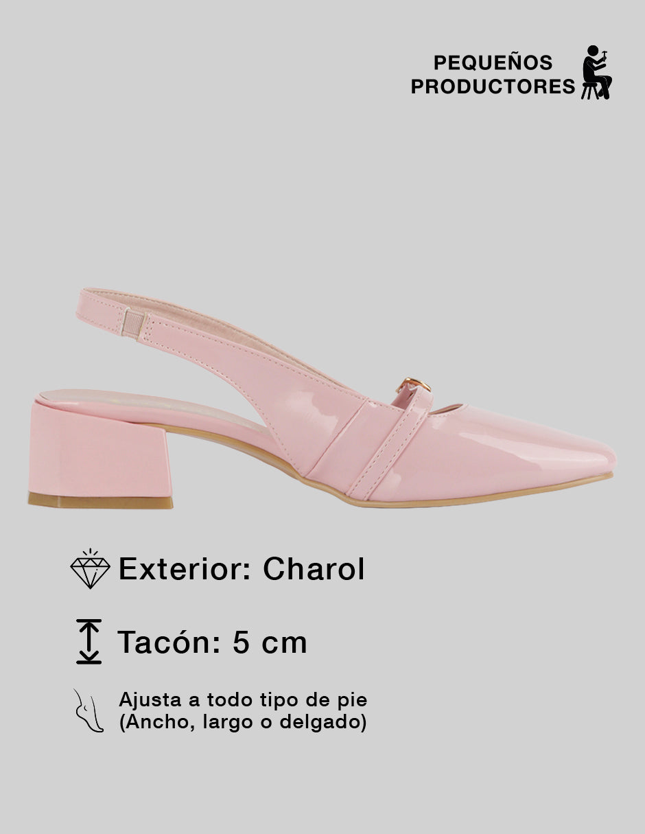 Zapatillas Slingback en Charol – Rosa