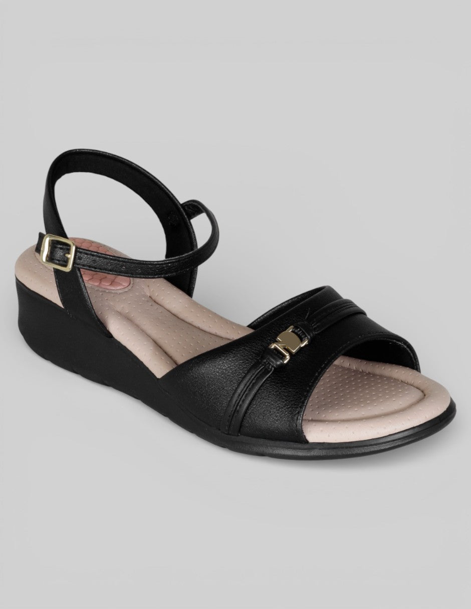 Sandalias con plataforma Comfy en Piel vegana – Negro