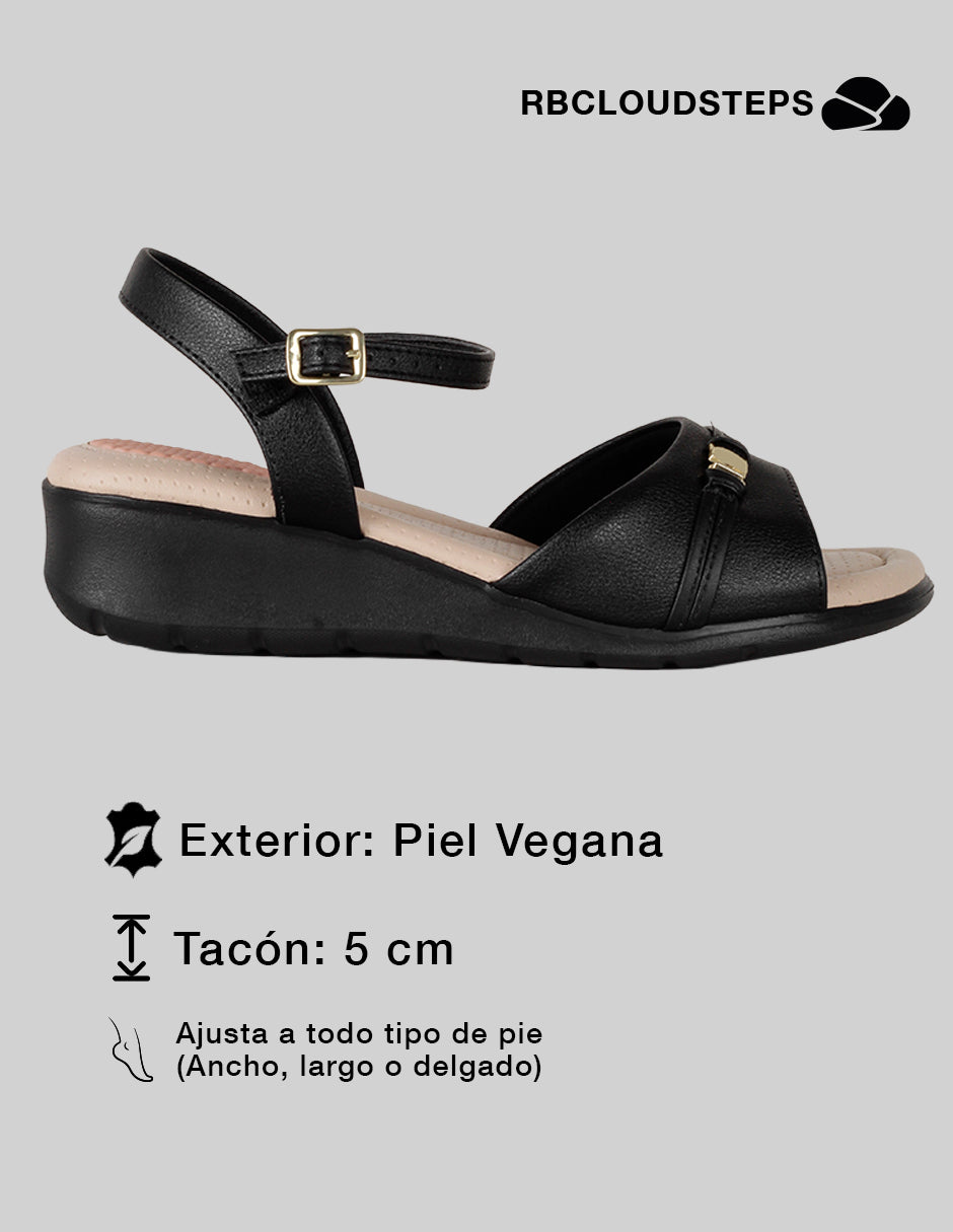 Sandalias con plataforma Comfy en Piel vegana – Negro