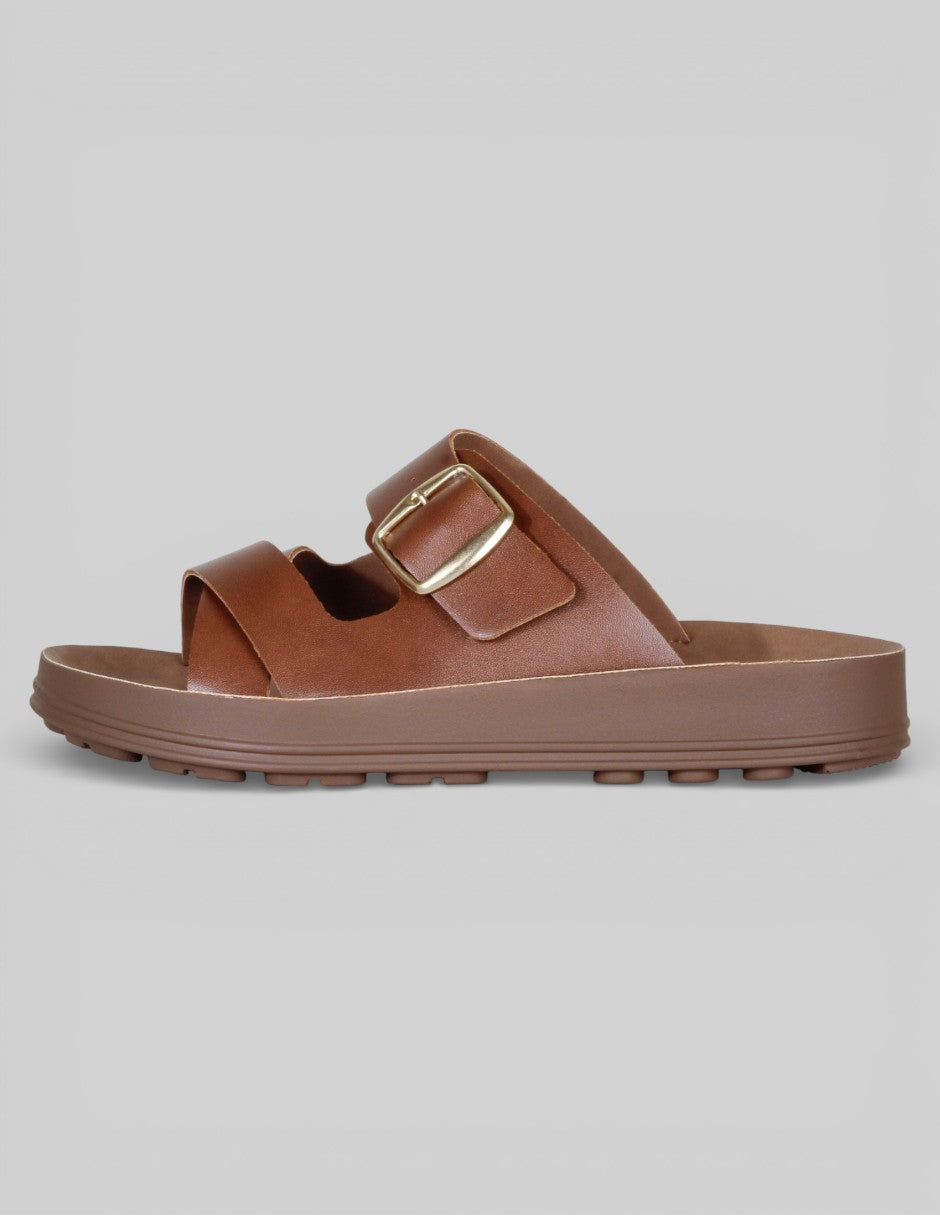 Sandalias con plataforma Exterior Piel vegana Color Café Para Mujer De RBCOLLECTION