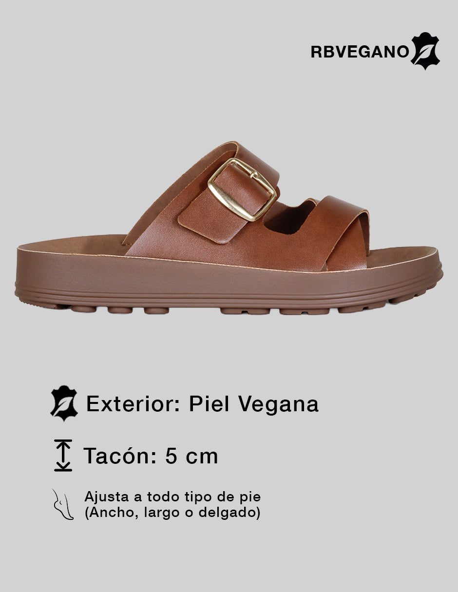 Sandalias con plataforma Yuri en Piel vegana – Café