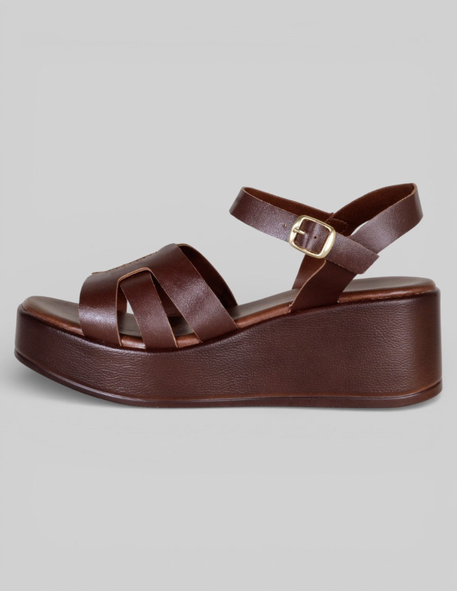 Sandalias con plataforma Exterior Piel vegana Color Café Para Mujer De RBCOLLECTION