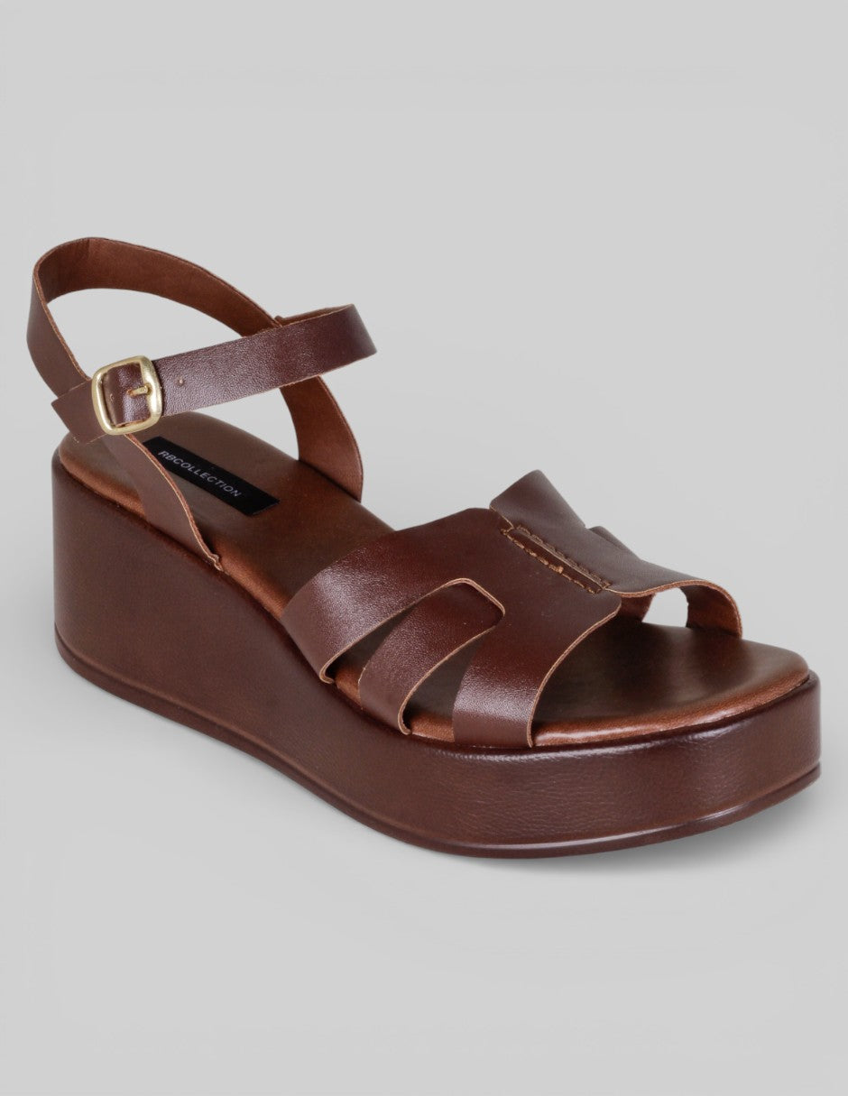 Sandalias con plataforma Steps en Piel vegana – Café