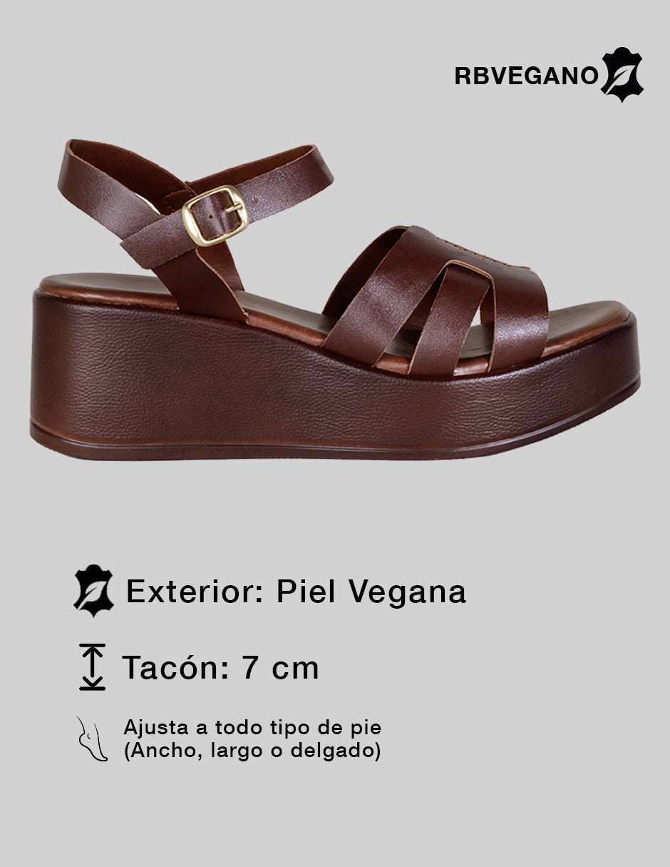 Sandalias con plataforma Steps en Piel vegana – Café