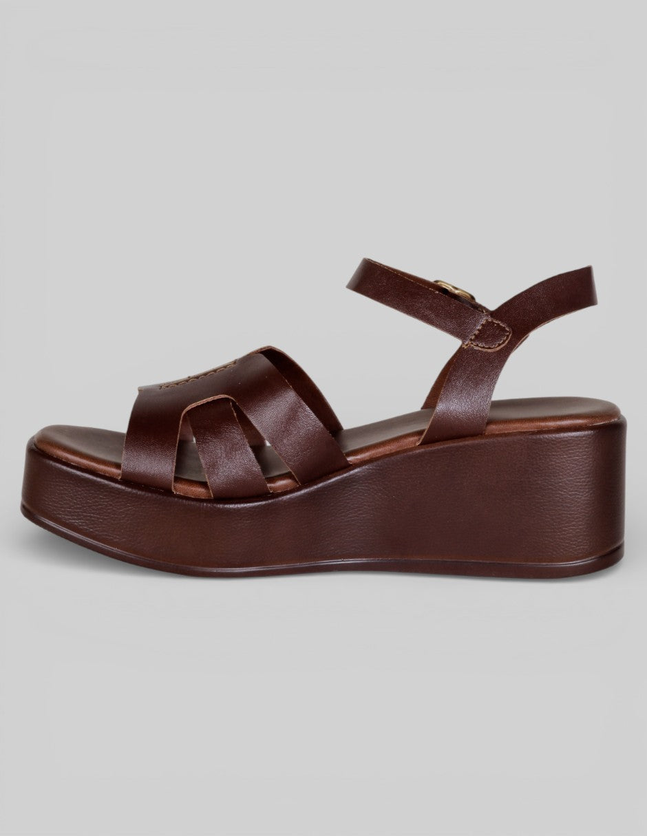 Sandalias con plataforma Steps en Piel vegana – Café