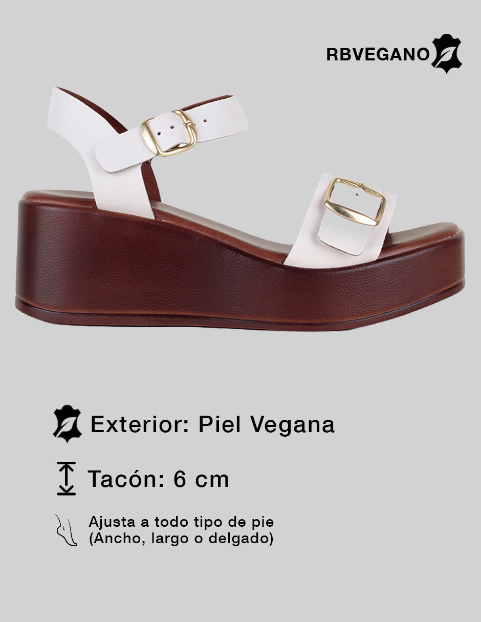 Sandalias con plataforma Steps en Piel vegana – Blanco