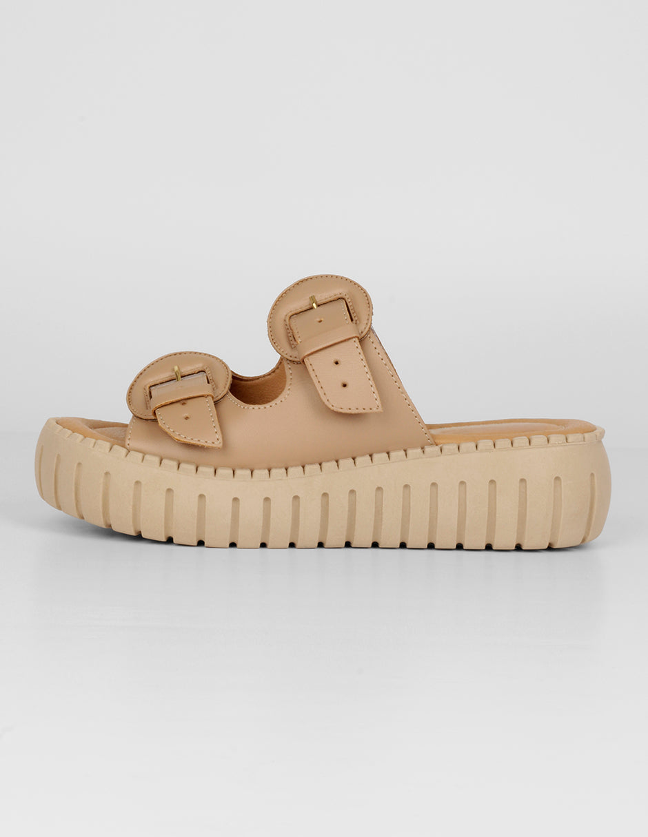 Sandalias con plataforma Exterior Piel vegana Color Beige Para Mujer De RBCOLLECTION