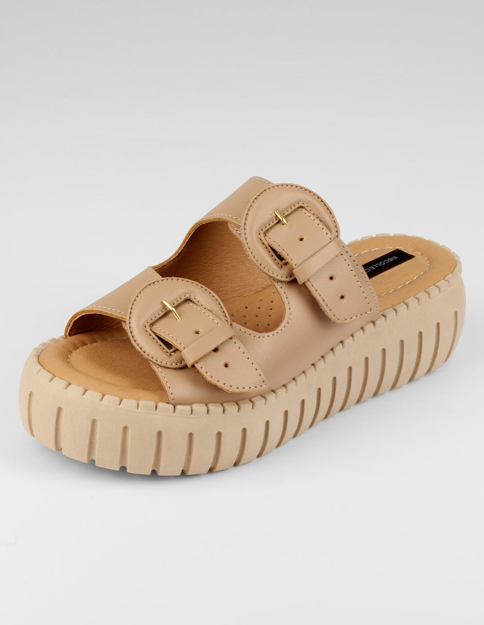 Sandalias con plataforma Steps en Piel vegana – Beige