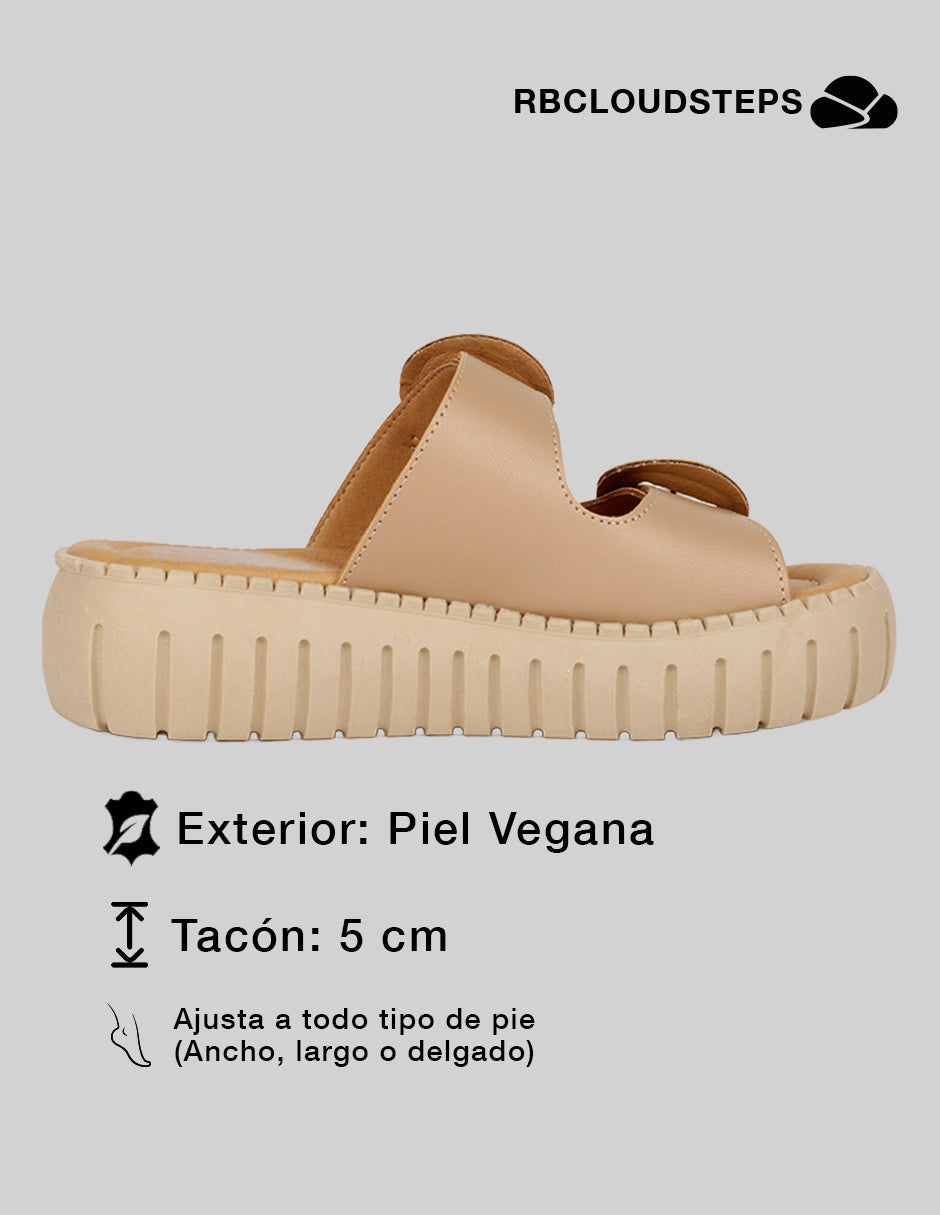 Sandalias con plataforma Steps en Piel vegana – Beige