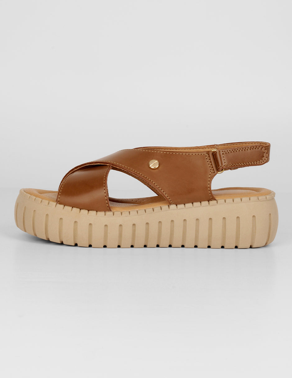 Sandalias con plataforma Exterior Piel vegana Color Café Para Mujer De RBCOLLECTION