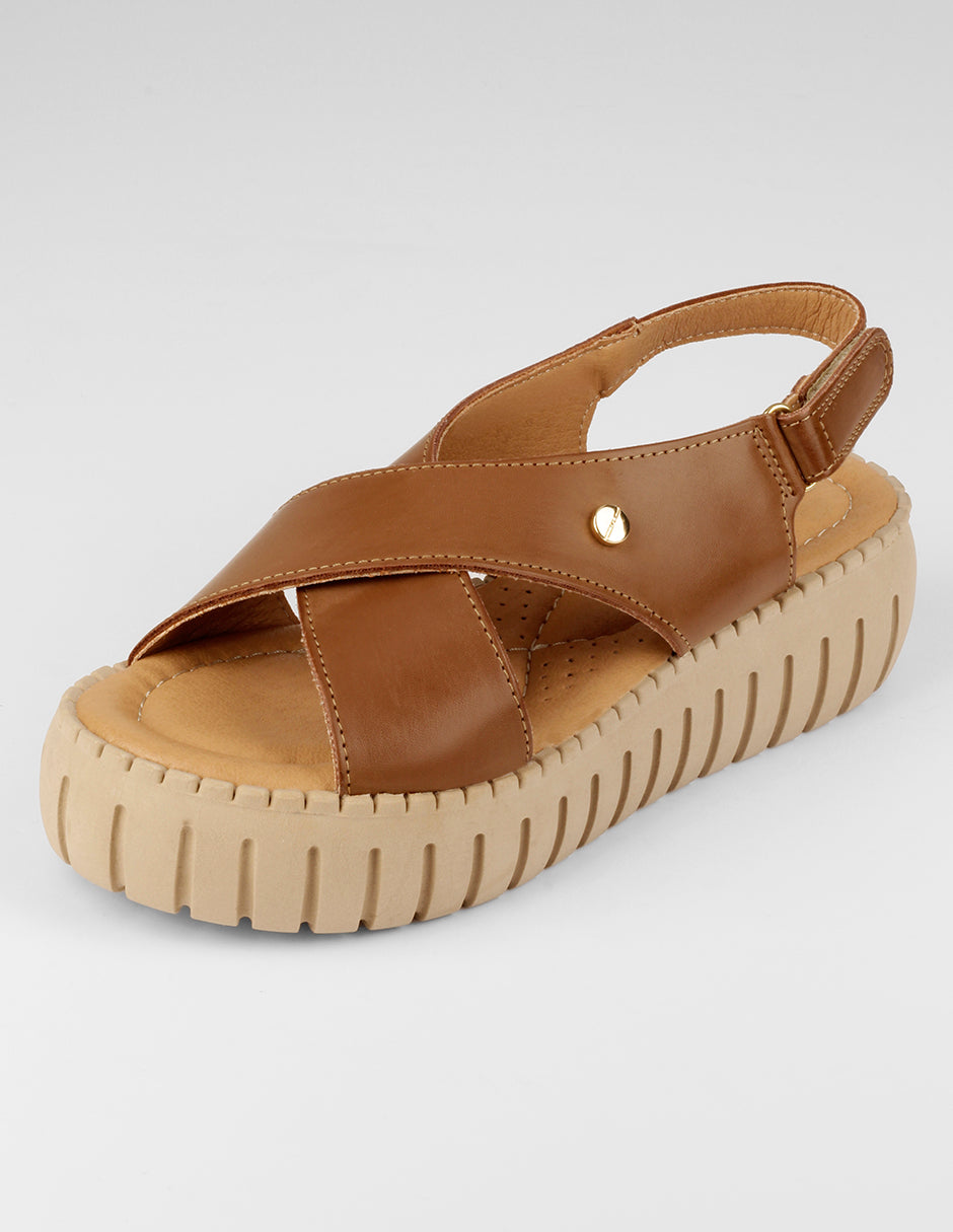 Sandalias con plataforma Steps en Piel vegana – Café