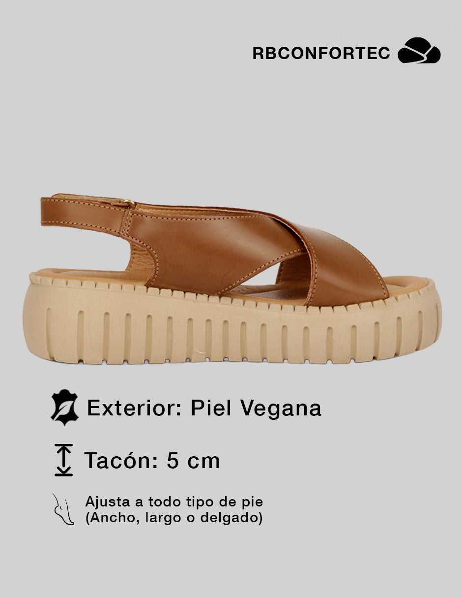 Sandalias con plataforma Steps en Piel vegana – Café
