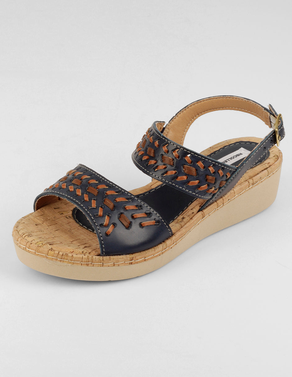 Sandalias con plataforma Gina en Piel vegana – Azul