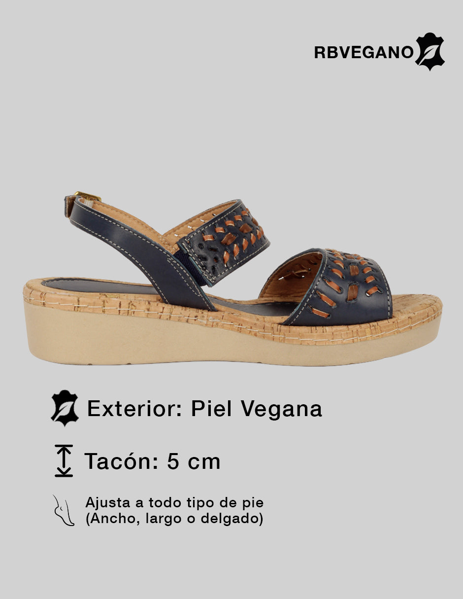 Sandalias con plataforma Gina en Piel vegana – Azul