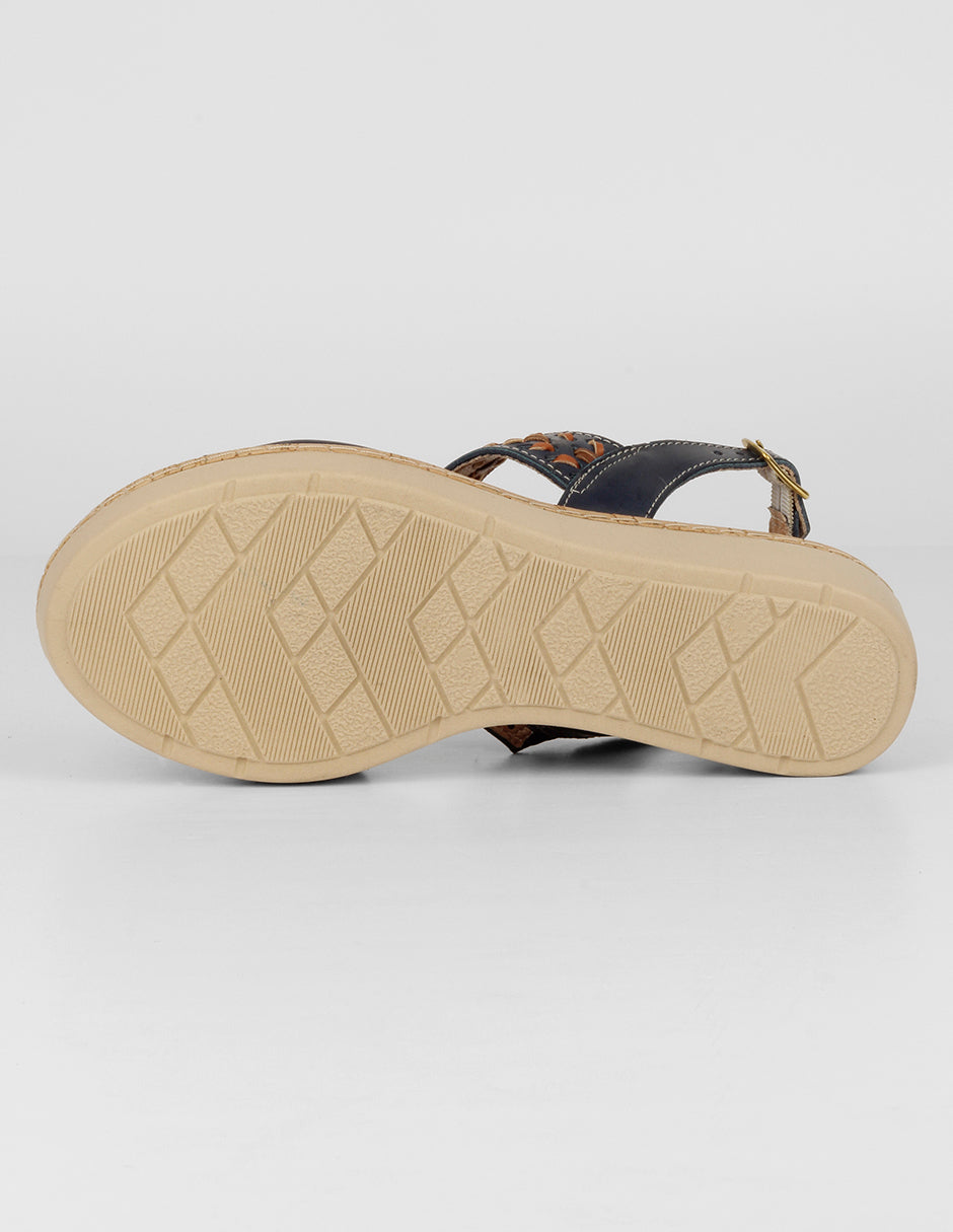 Sandalias con plataforma Gina en Piel vegana – Azul