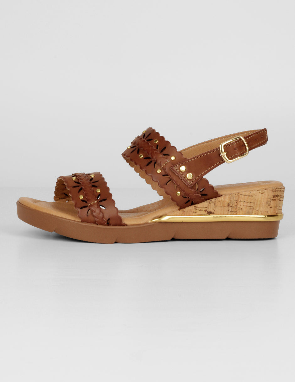 Sandalias con plataforma Exterior Piel vegana Color Café Para Mujer De RBCOLLECTION