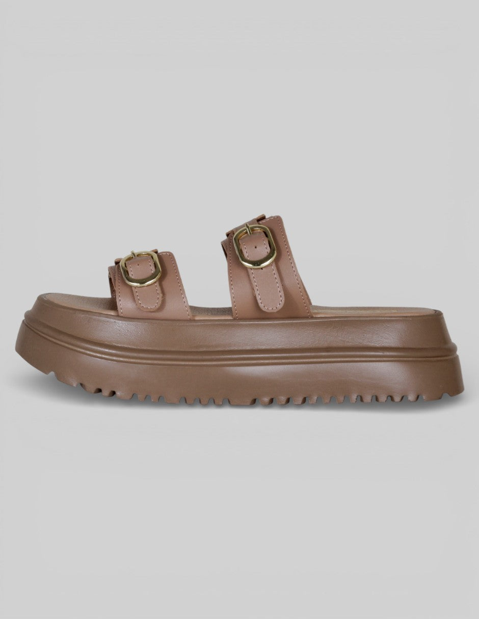 Sandalias con plataforma Exterior Piel vegana Color Café Para Mujer De RBCOLLECTION