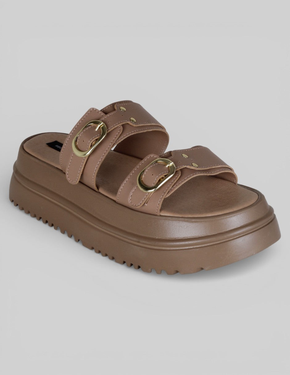 Sandalias con plataforma Yuri en Piel vegana – Café