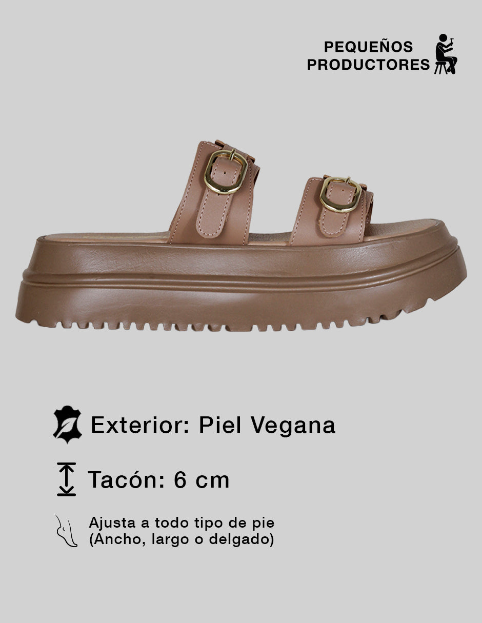 Sandalias con plataforma Yuri en Piel vegana – Café