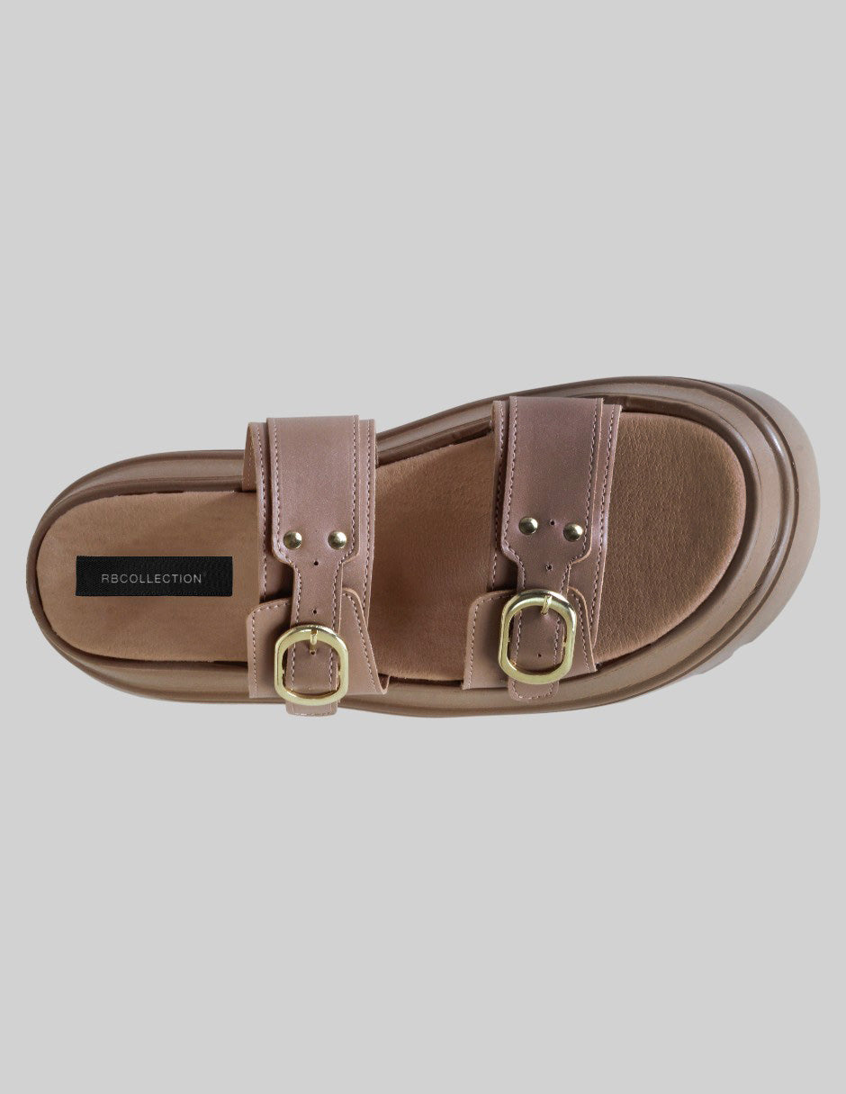 Sandalias con plataforma Yuri en Piel vegana – Café