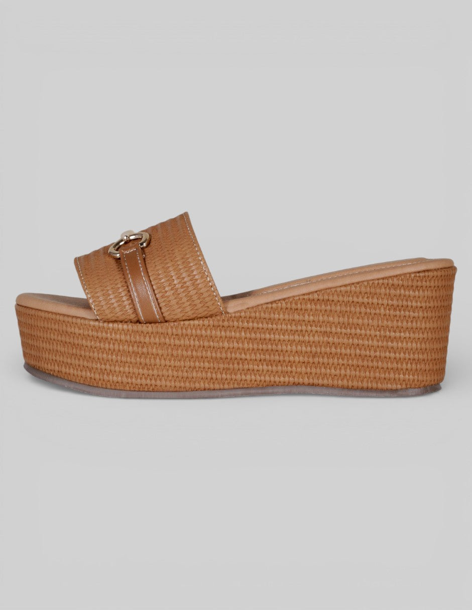 Sandalias con plataforma Exterior Piel vegana Color Café Para Mujer De RBCOLLECTION